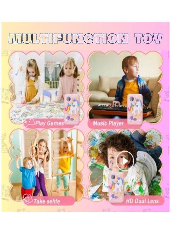 BLiSS HUES لعبة هاتف ذكي للأطفال من BLiSS HUES مصنوعة من البلاستيك، مزودة بمشغل موسيقى MP3، وغطاء خلفي واقٍ، وكاميرا مزدوجة لالتقاط صور السيلفي، وألعاب مدمجة، وشاشة 2.4 بوصة، وكاميرا 8 ميجابكسل، مناسبة للأولاد والبنات (لون وردي موحد). - Image 5